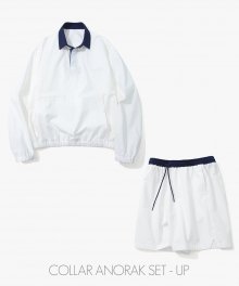 [SET]샌딩 옥스포드 칼라 아노락 셔츠 에센셜 배색 쇼츠 셋업_Off White