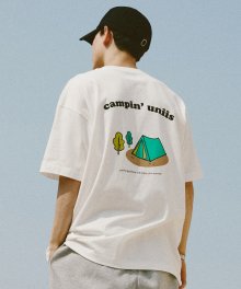 캠핑 백프린트 티 셔츠_화이트