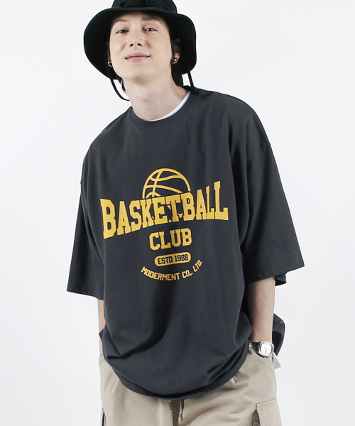 모더먼트(moderment) 바스켓볼 오버사이즈 반팔 티셔츠 [차콜]