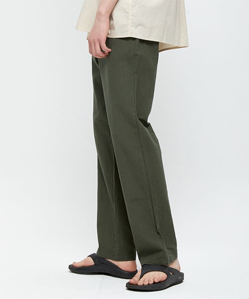 Длинные широкие брюки на резинке (лен и хлопок) [Khaki]