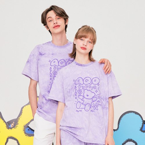아코스튜디오스페이스(AQOSTUDIOSPACE) AQO TIE DYED BEAR T-SHIRTS PURPLE - 사이즈 & 후기 | 무신사