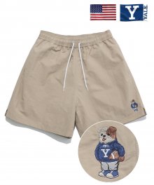 EMBROIDERY HANDSOME DAN ATHLETIC SHORTS BEIGE