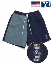 EMBROIDERY HANDSOME DAN ATHLETIC SHORTS SPLIT NAVY