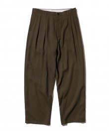two tuck linen pants brown