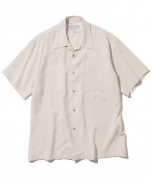 two pocket linen short shirts cream beige