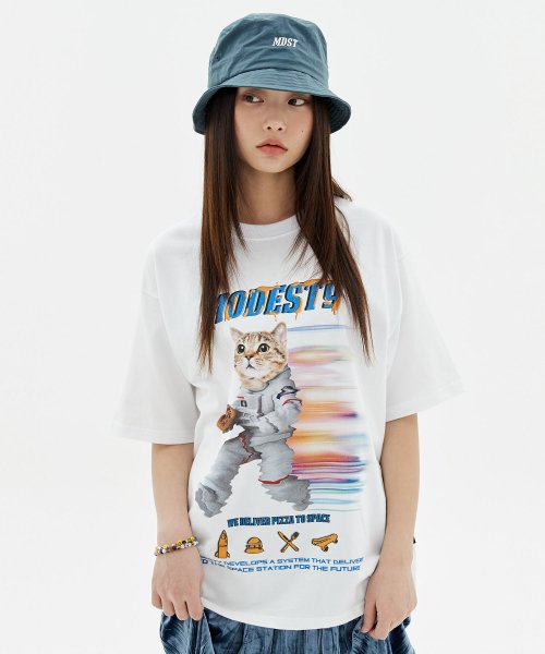 모데스티(MODESTY) Delivery Cat T-Shirts White - 27,300 | 무신사