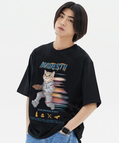 모데스티(MODESTY) Delivery Cat T-Shirts Black - 27,300 | 무신사 스토어