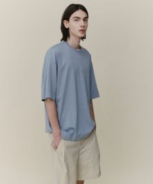 PLACID BLUE OVER FIT SILK SOFRON HALF T-SHIRTS TNTS1E706B2