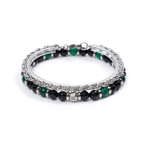 JBANS CLASSIC - Surgical Steel Wave276 Greenlight 615 Chain Bracelet Set (C2101-SE168_BK)