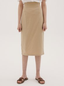 FSK LINEN BACK SLIT SKIRT BEIGE