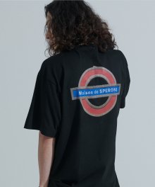 런던 로고 백포인트 오버핏 티셔츠 (블랙)