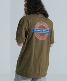 런던 로고 백포인트 오버핏 티셔츠 (카키)