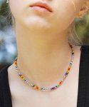 봉보(BONBEAU) Unique multi color mix beads Necklace 유니크 멀티컬러 포인트 비즈 초커 목걸이