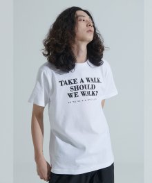 파리 레터링 오버핏 티셔츠  (화이트)
