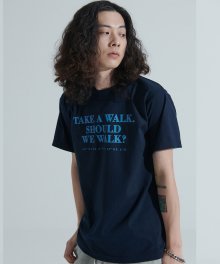 파리 레터링 오버핏 티셔츠  (네이비)