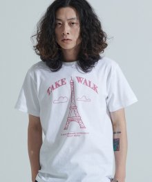 파리 에펠탑 로고 오버핏 티셔츠 (화이트)