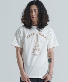 파리 에펠탑 로고 오버핏 티셔츠 (아이보리)