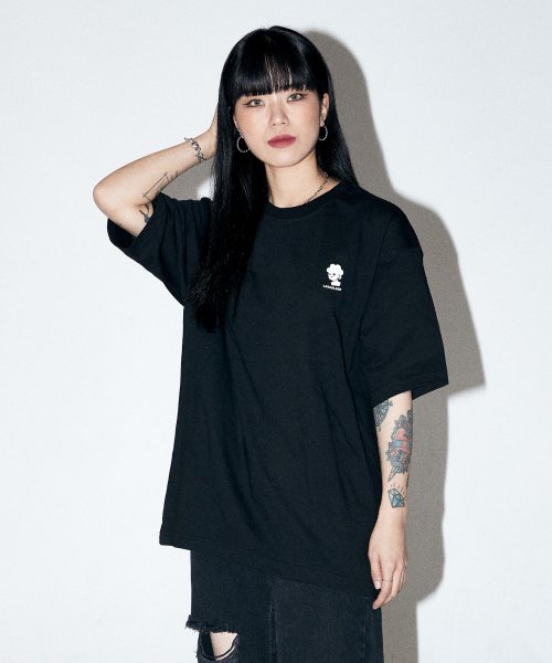 리즈리스() 베이식 로고 자수 반팔 티셔츠 [블랙] 상품 이미지