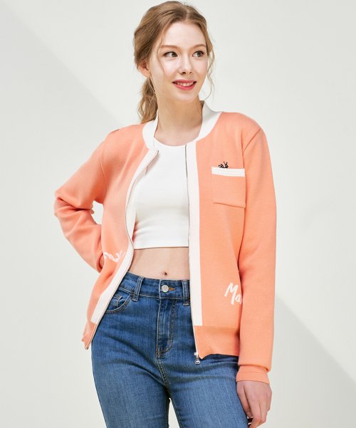 마리네이드(marinade) 로고 포켓 집업 니트 가디건 - 3color