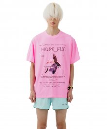 호프 플라이 크랙 그래픽 티셔츠 (핑크)