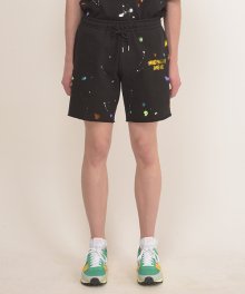 [unisex] paint half pants (black)