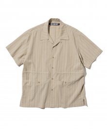 Stripe pocket s/s shirts beige