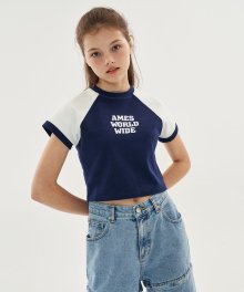 COLORED RINGER CROP T-SHIRTS _NV(21HSTP06)