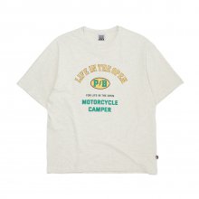 [PENFIELD X BACKYARD BUILDER] 아치형 P&B 로고 반팔 티셔츠 OATMEAL_FM2KT113
