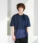 듑벨(DUB'BEL) 우븐 패치 쿠션지 반팔 티셔츠 DBMTOTS2118