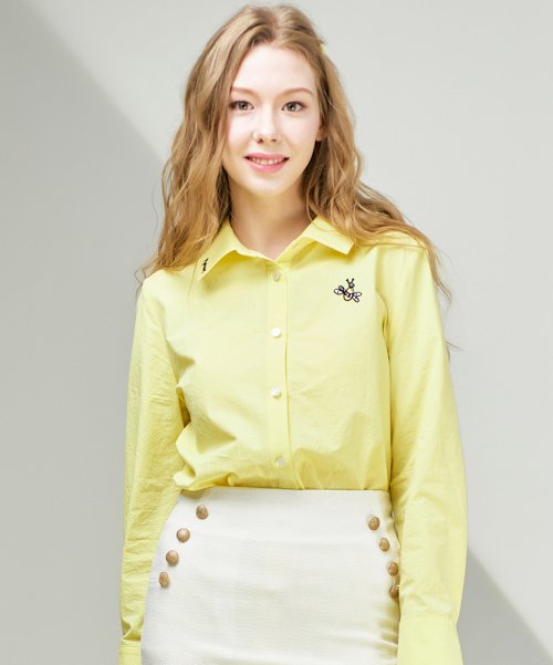 마리네이드(marinade) 캐주얼 오버핏 자수 셔츠 - 2color