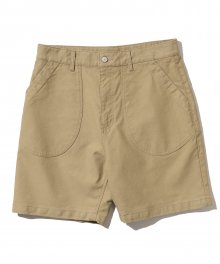 round pocket shorts beige