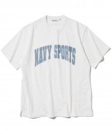 navy sports arch logo s/s tee off white