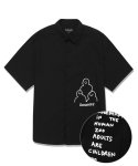 와릿이즌(WHATITISNT) 트리플 드로잉 반팔 셔츠 블랙