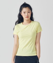SPIRAL (스파이럴) 여성 라운드 티셔츠  Pale Yellow