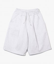 Deep One Tuck Sweat Shorts [White Grey]