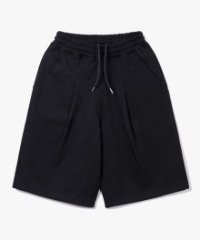 Deep One Tuck Sweat Shorts [Black]