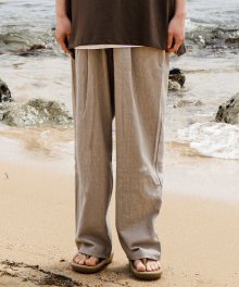 Linen One Tuck Banding Pants [Light Khaki]