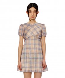 C METALLIC CHECK MINI DRESS_SKY BLUE