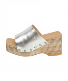 C SQUARE TOE WOOD PLATFORM MULES_SILVER