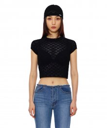 C FLOWER PUNCHING KNIT TOP_BLACK