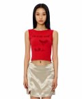 C COCKTAIL BOAT-NECK TANK TOP_RED