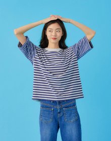 STRIPE LOOSE FIT T-SHIRTS NAVY