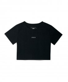 세리프 로고 크롭 티셔츠 (블랙)