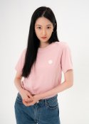 요한스킴(JOHANSKEEM) [Perfume] 핑크 스마일 자수 티셔츠