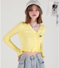 mini-logo frill cardigan-LIGHTYELLOW