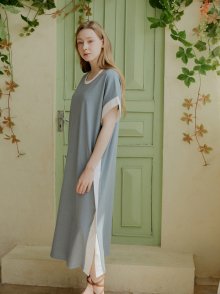 Side Color Poncho Long Dress - Mint