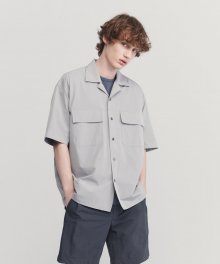 CLOUD GREY SEMI OVER FIT NYLON CAMP COLLAR SHIRTS TNSH1E713G2