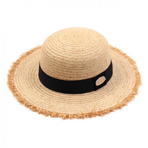 UNIVERSAL CHEMISTRY - SV Metal Round Natural Raffia Hat Raffia Hat