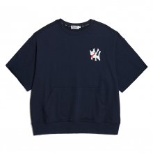 80S 클래식 베이스볼 로고 1/2 스웨트 셔츠 네이비