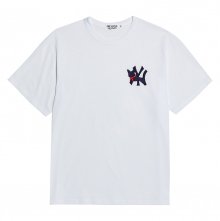 80S 클래식 베이스볼 로고 1/2 실켓 티셔츠 화이트